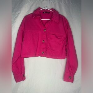 Zara Fuchsia Cropped Jean Jacket